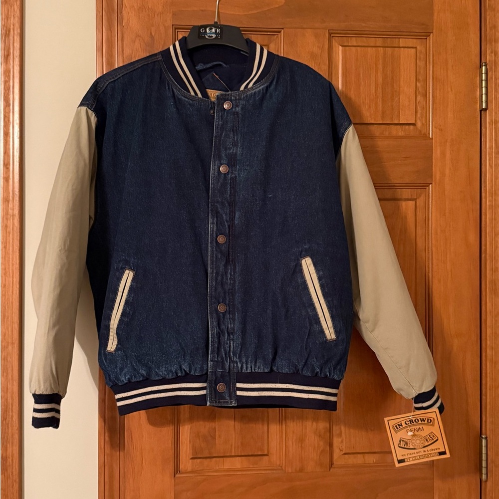 NWT Vintage Denim Bomber Jacket